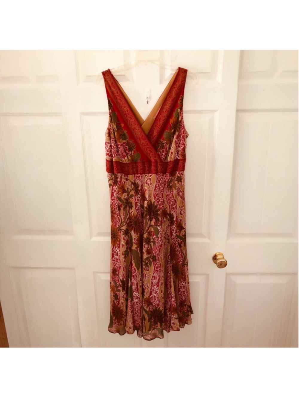 Bandolino Bohemian Style MIDI Dress Romantic Floral Paisley Y2K Fairycore Sz 14